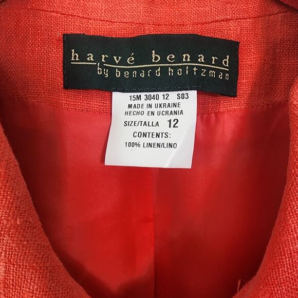 Harve Bernard Linen Blend Button Front Blouse Top Sz 12 Pink - Picture 3 of 11